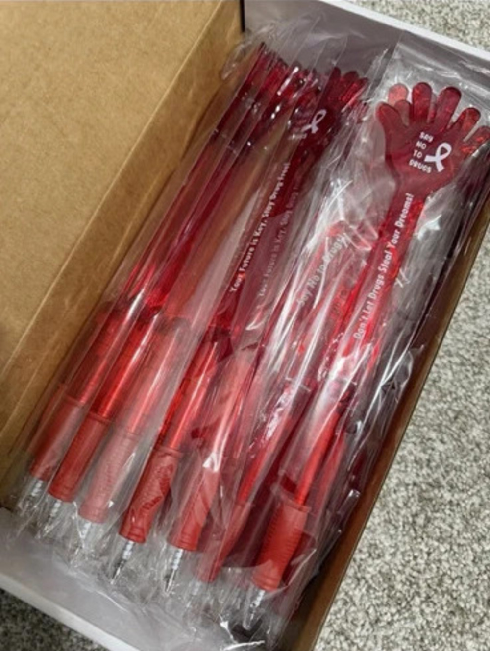 New 24-Piece Red Ribbon Week Drug-Free Awareness Hand Ballpoint Pens